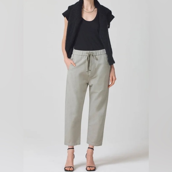 Citizens of Humanity | Pony Pull On Pants Cropped Flax/Cotton Khaki Small Taper - Picture 1 of 14